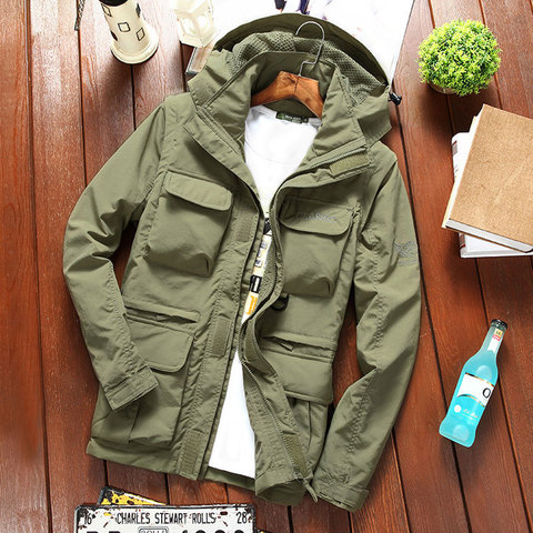 New Outdoor Camera Quick Dry Jacket Men Photography Multi-bag Removable Sleeve Anti-sweat Windbreaker Hiking Reporter Clothes ► Photo 1/6