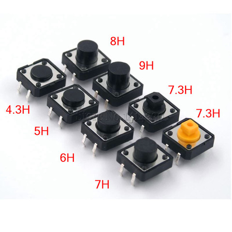 12x12mm Panel PCB Momentary Tactile Tact Mini Push Button Switch DIP 4pin 12x12x4.3/5/6/7.3-9 MM 12*12*4.3MM 5MM 6MM 7MM 8MM 9MM ► Photo 1/3