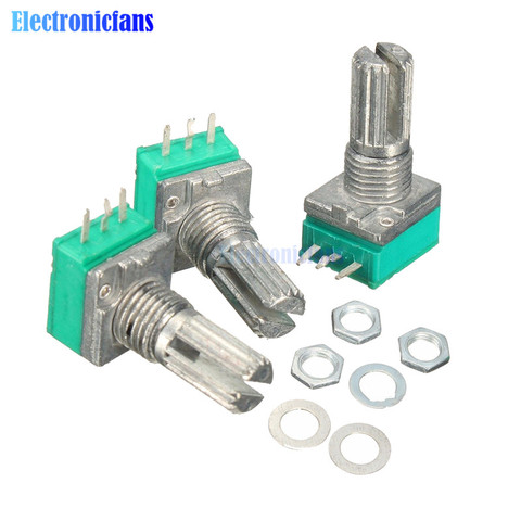 5PCS/Lot 6mm B10K 10K Ohm 3 Pin Single Linear Rotary Potentiometer 15mm Knurled Shaft Potentiometer with Nuts And Washers ► Photo 1/1