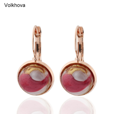 Vintage Classic 5 Color Simply Charming Fashion jewelry Round 585 Rose Gold Color Copper Earhook  Earrings For Women ► Photo 1/6