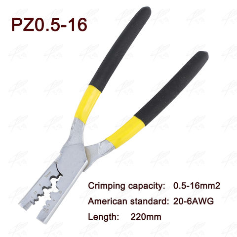 PZ0.5-16 wire crimping pliers for insulated and non-insulated ferrules terminal crimping capacity 0.5-16mm2 AWG 20-5 tool ► Photo 1/6