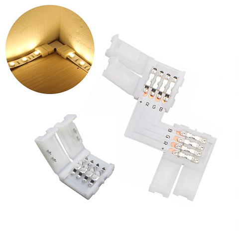 10pcs/lot led strip Connector 2Pin 4pin 8mm 10mm Quick Splitter Right Angle Corner Connector for 5050/3528 RGB LED Strip light ► Photo 1/1