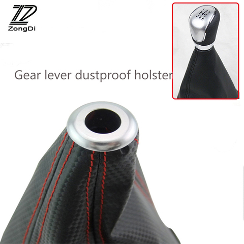 ZD 1Pc For Volvo S60 V70 XC90 Subaru Forester Peugeot 307 206 308 407  Car Carbon Fiber Leather Gear Shift Knob Dust-proof Cover ► Photo 1/6