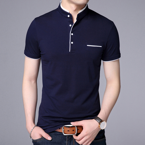 2022 New Fashion Brand Polo Shirt Men's Summer Mandarin Collar Slim Fit Solid Color Button Breathable Polos Casual Men Clothing ► Photo 1/6