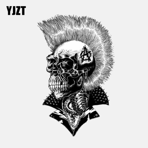 YJZT 10.5CM*16.5CM Punk Skull Head Decal Helmet Motorcycle PVC Car Sticker 6-2596 ► Photo 1/2
