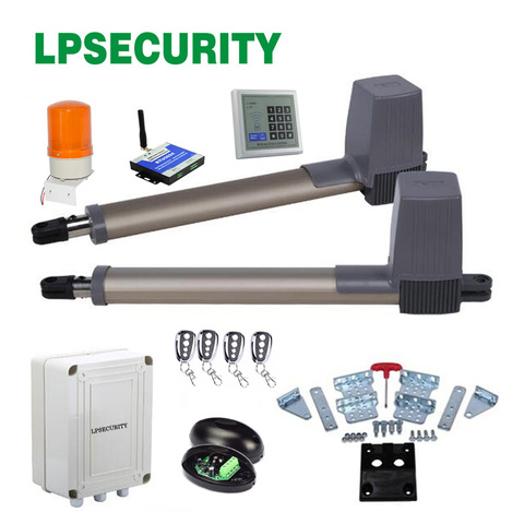 LPSECURITY 4 remote controls Swing Gate Opener Electrical gate motors for swing gate linear actuator with optional parts ► Photo 1/6