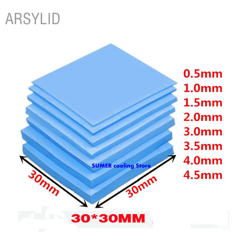 High quality 30*30mm Variety of thickness Thermal conductivity 3.6W GPU CPU Heatsink Cooling Conductive Silicone Pad Thermal Pad ► Photo 1/2