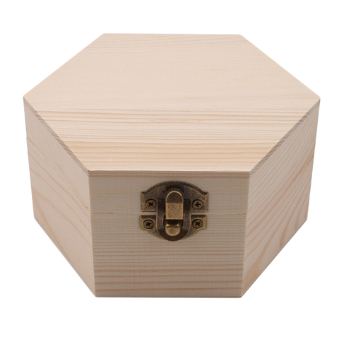 DIY Fashion Gift Box Simple Portable Hexagon Shaped Wood Jewelry Box Wedding Holder Jewelry Display ► Photo 1/6