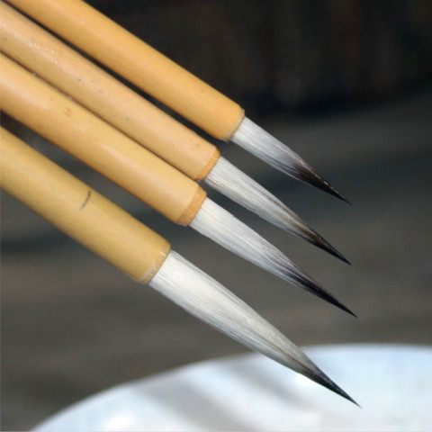 Chinese Calligraphy Brushes Pen Chinese Painting Brush Set Landscape Painting Thin Gold Body Weasel and Woolen Hair Brushes Pen ► Photo 1/6