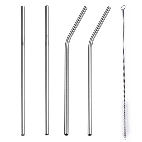 New 4Pcs/Set Reusable Stainless Steel Straw with Cleaner Brush or Straw Box Eco Friendly Metal Drinking Straws Set for Glass Mug ► Photo 1/6