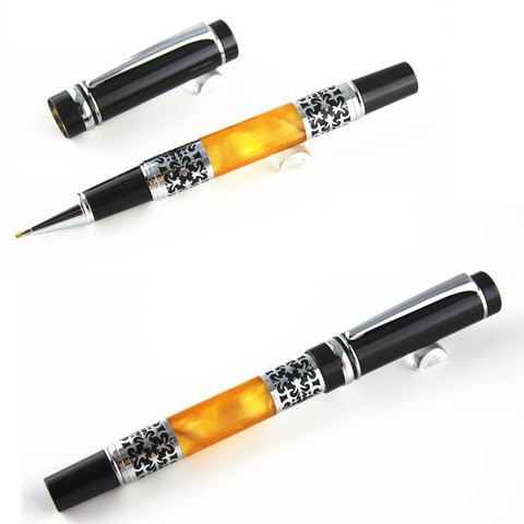 Luxury Metal Ball Point Pen Bookworm 675 Best Design Amber Celluloid Business Roller Ball Pen Flower Pattern Free Shipping ► Photo 1/3