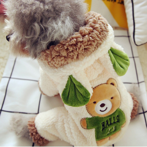 New Funny Dog Costume Cute Bear Dinosaur Soft Winter Warm Pet Coat Overall Four Legs Clothing For Little Small Puppy Animal ► Photo 1/6