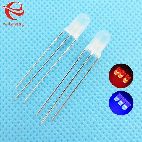 3mm LED Bi-Color Diffused Red Blue Common Anode Round Light Emitting Diode Dual FoggyTwo Plug-in Practice DIY Kit  100 pcs /lot ► Photo 1/1