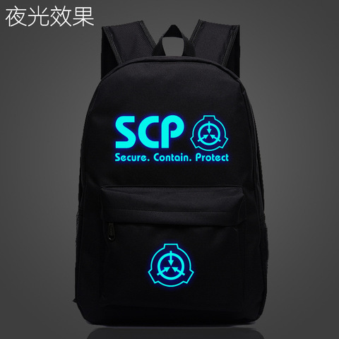 SCP Secure Contain Protect School Bag noctilucous Luminous backpack student bag Notebook Daily backpack Glow in the Dark Mochila ► Photo 1/3