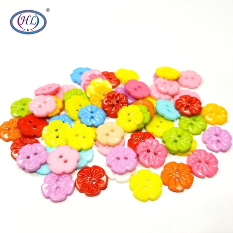 HL 15MM 50/100pcs  Flower Shape Mixed Colors Plastic Buttons Children's Sewing Accessories DIY Scrapbooking Crafts 011030002 ► Photo 1/3