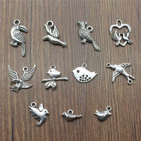 40pcs/lot Charms Bird Antique Silver Color Cute Bird Charms Jewelry Findings Diy Small Bird Charms Wholesale ► Photo 1/2