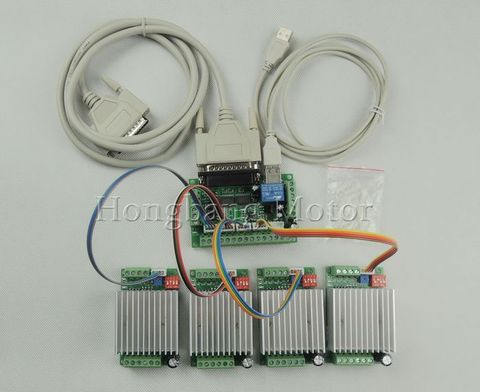 CNC mach3 Router 4 Axis Kit,TB6600 3 Axis Stepper Motor Driver Controller kit 4.5A + one 5 axis breakout board for nema23 motors ► Photo 1/5