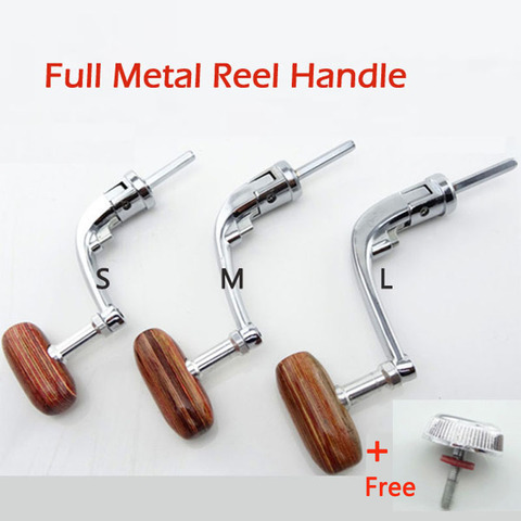 Full Metal Spinning Fishing Reel Handle with Wood Knob+Free Screw Sea River Rock Lure Fishing Replace Tackle Parts 500-7000 ► Photo 1/4
