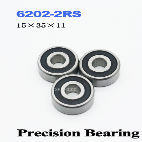 6202RS Bearing ABEC-3 15*35*11 mm Deep Groove 6202 2RS Ball Bearings 180202 RZ 6202 2RZ EMQ Quality  (4 PCS) ► Photo 1/1