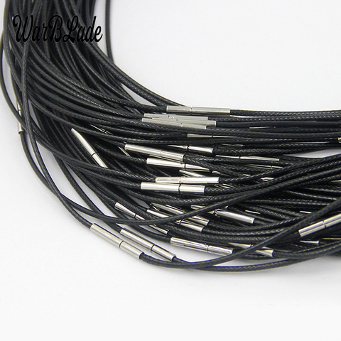 1/1.5/2/3mm Necklace Cord Black Leather Cord Wax Rope Lace Chain With Stainless Steel Rotary Buckle For DIY Necklace Jewelry ► Photo 1/6