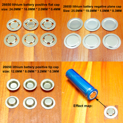 50pcs/lot 26650 26700 lithium battery positive flat cap can be spot welded stainless steel gasket battery ► Photo 1/6