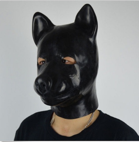 New extra thickness 1.6-2.0mm Latex rubber fetish animal mask with zipper puppy slave dog hood solid nose ► Photo 1/6