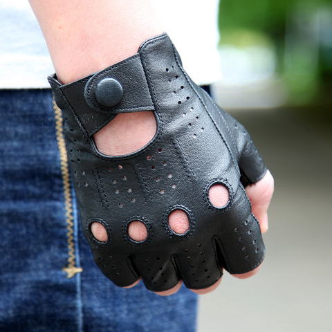 2022 The Latest High-Quality Semi-Finger Genuine Leather Gloves Men'S Thin Section Driving Fingerless Sheepskin Gloves M046P-5 ► Photo 1/6