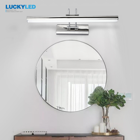 LUCKYLED Modern Wall Lamp Bathroom Lighting 12W 90-260V Wall Mounted Waterproof Led Mirror Light Stainless Steel Wall Sconces ► Photo 1/6