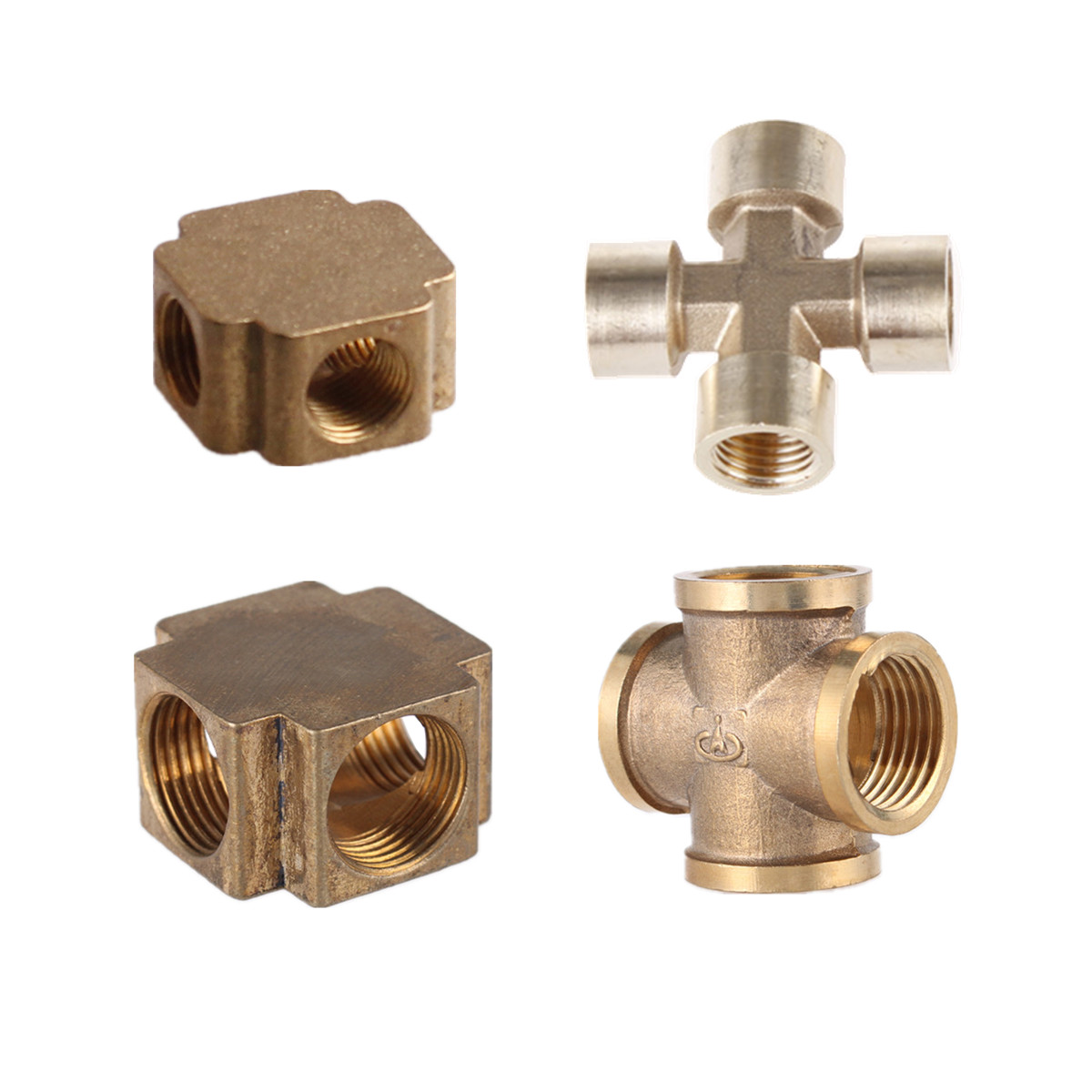 4 Way Cross BSP 1/4" Female Thread Brass Connector Fitting Pipe Adapter Thick 