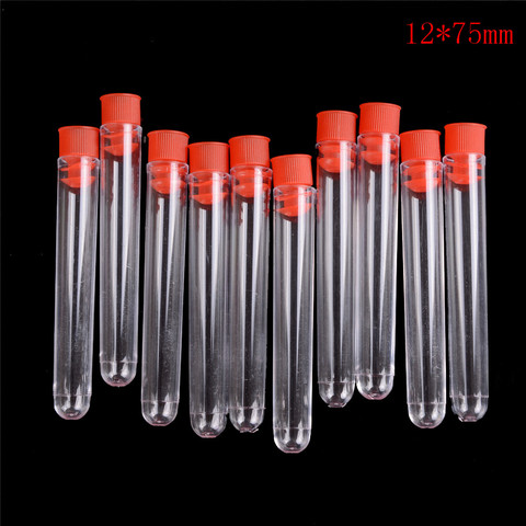 10Pcs/lot Clear Transparent Plastic Laboratory Test Tubes With Lids Vial Sample Containers 12*75mm ► Photo 1/5