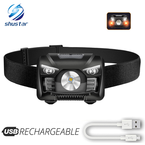 Rechargeable LED Headlamp Induction switch headlight Red light + White light Can be used for fishing, cycling, adventure, etc. ► Photo 1/6