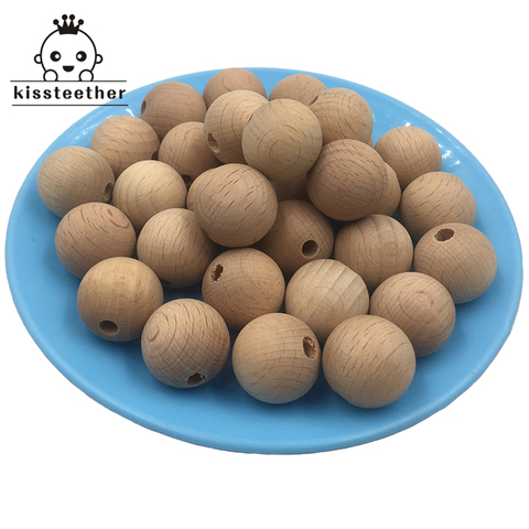 100PC Wooden Teether Chewable 10-20mm Round Beads Ecofriendly Unfinished Beech Beads DIY Craft Jewelry Accessories ► Photo 1/4