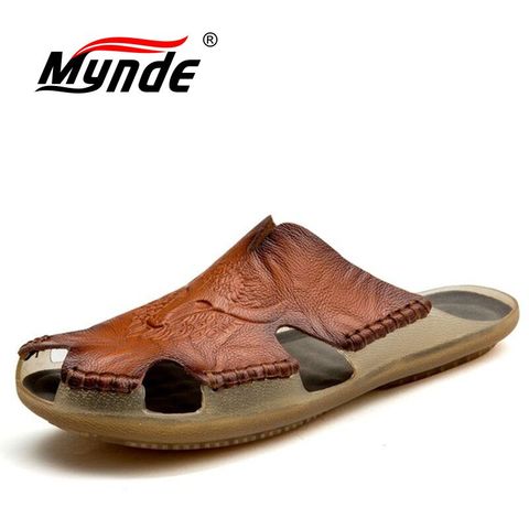 2022 New Quality leather Non-slip Slippers Men Beach Sandals Comfortable Summer Shoes Men Slippers Men Flip Flops Big Size 38-48 ► Photo 1/1