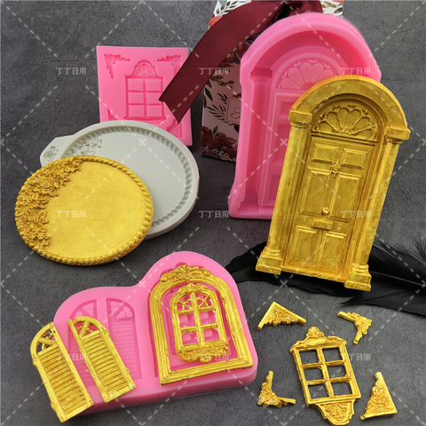 3D Door Window Silicone Mold Frame Cake Border Fondant Cake Decorating Cookie Baking Christmas Candy Chocolate Gumpaste Moulds ► Photo 1/5