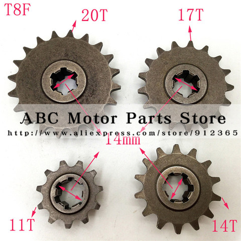 Front Gear Box Sprocket T8F 11 14 17 20T 20 Tooth Pinion For 47cc 49cc Minimoto Mini Dirt Pit Bike Moped Scooter ► Photo 1/6