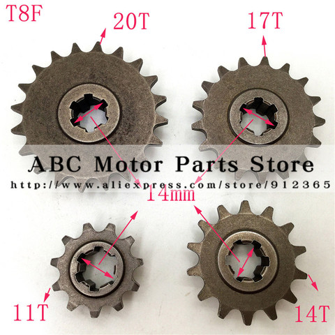 17T Front Sprocket For 49cc Mini Dirt Bike / ATV – T8F Chain, Gearbox Cog