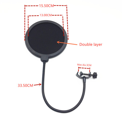 Blue mantis Black double layer studio microphone windscreen pop filter for speaking recorder pop filter for broadcast online ► Photo 1/6