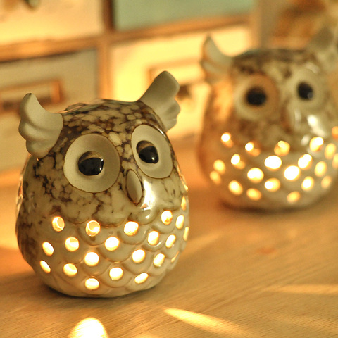 Simple Vintage European Style  Owl Candlestick Romantic Ceramic ornaments Home Decoration Ceramic Candlestick Owl Candle Holder ► Photo 1/5