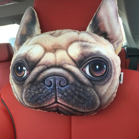 Car Headrest Head Neck Rest Seat Back Lovely Dog Cat Animal Huskies Gift Present 3D Car Styling ► Photo 1/5
