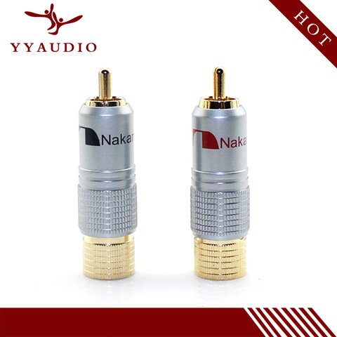 4pieces/lot New 24K Gold Nakamichi Nakamichi RCA Plug Audio Cable Speaker Connector Lockable adjustable ► Photo 1/5