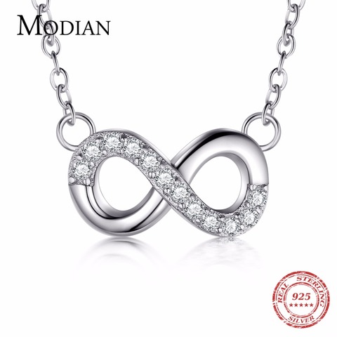 2022 Modian 925 Sterling silver Mobius Design Pendant Necklace Fashion Classic Cubic Zirconia Chain For Women Party Jewelry ► Photo 1/6