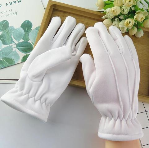 Men and women's winter thicken thermal warm white color cotton Etiquette gloves winter thicken white cotton glove R223 ► Photo 1/5