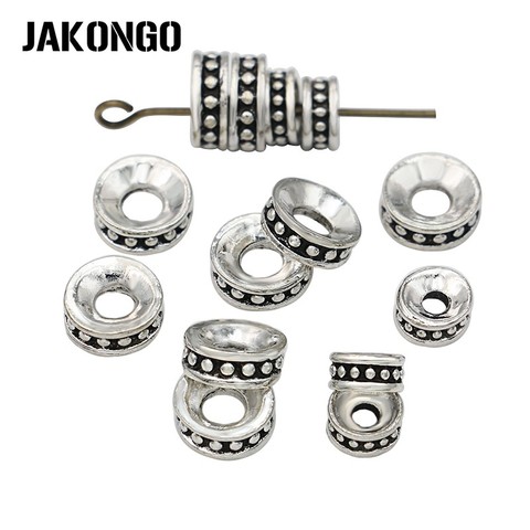 JAKONGO 40pcs Antique Silver Plated Round Spacer Beads for Jewelry Making Bracelet Loose Beads DIY Handmade Accessories ► Photo 1/5
