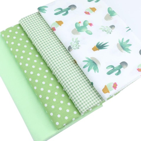 Syunss Green Cactus Grid Dot Printed Cotton Fabric DIY Tissue Patchwork Telas Sewing Baby Toy Bedding Quilting Tecido The Cloth ► Photo 1/2