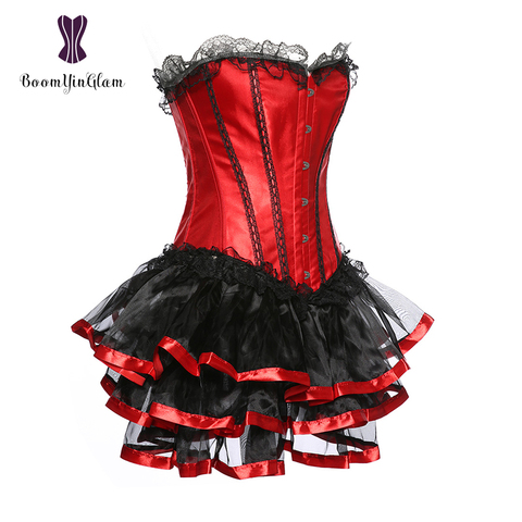 High Quality Plus Size Women Underwear lingerie Bustier Body Shapewear Corselet Lace Up Corset Top With Mini Skirt 036# ► Photo 1/1