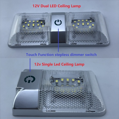 LED Roof Spotlight 12V Rectangular Ceiling Lamp Touch Function Dimmer Switch Interior Down Lighting for Marine/Yacht RV Caravan ► Photo 1/6