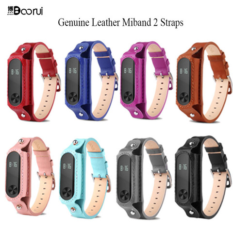 BOORUI  Genuine Leather Miband 2 Strap Colorful mi band 2 Accessories Smart Wrist Strap for xiaomi mi band 2 smart braclets ► Photo 1/6