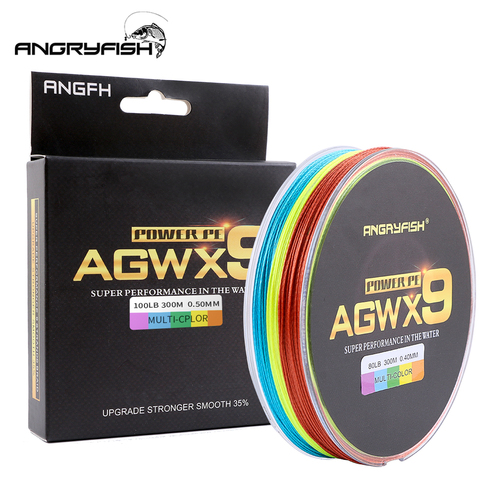 Angryfish 300M 9 Strands Super Weave Multicolor PE Braided Fishing Line Strong Strength Fish Line ► Photo 1/6