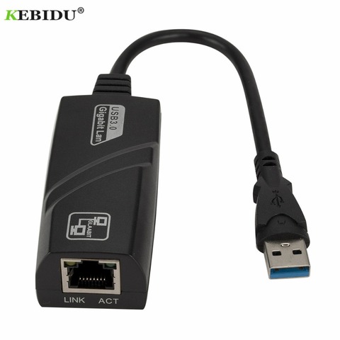 KEBIDU Wired USB 3.0 To Gigabit Ethernet RJ45 LAN (10/100/1000) Mbps Network Adapter Ethernet Network Card For PC Wholesales ► Photo 1/6