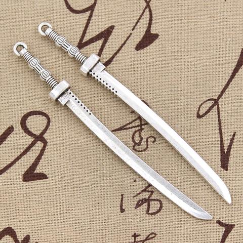 2pcs Charms Samurai Sword 107x10mm Antique Making Pendant fit,Vintage Tibetan Bronze Silver color,DIY Handmade Jewelry ► Photo 1/2